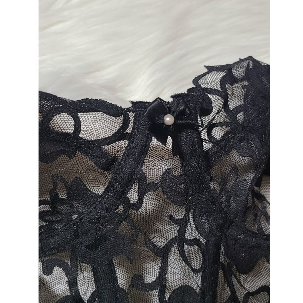 🔴SOLD🔴Vintage Victoria's Secret Gold Label Black Lace Bustier, 34C - Picture 8 of 14